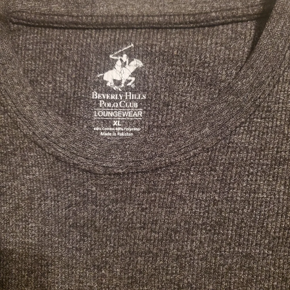 Beverly Hills Polo Club Charcoal Long Sleeve Men's Tee - Picture 3 of 4